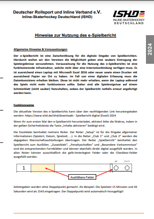 Hinweise zur Nutzung des e-Spielberichts der ISHD