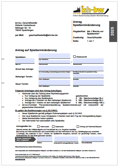 Antrag Spielterminänderung 2025